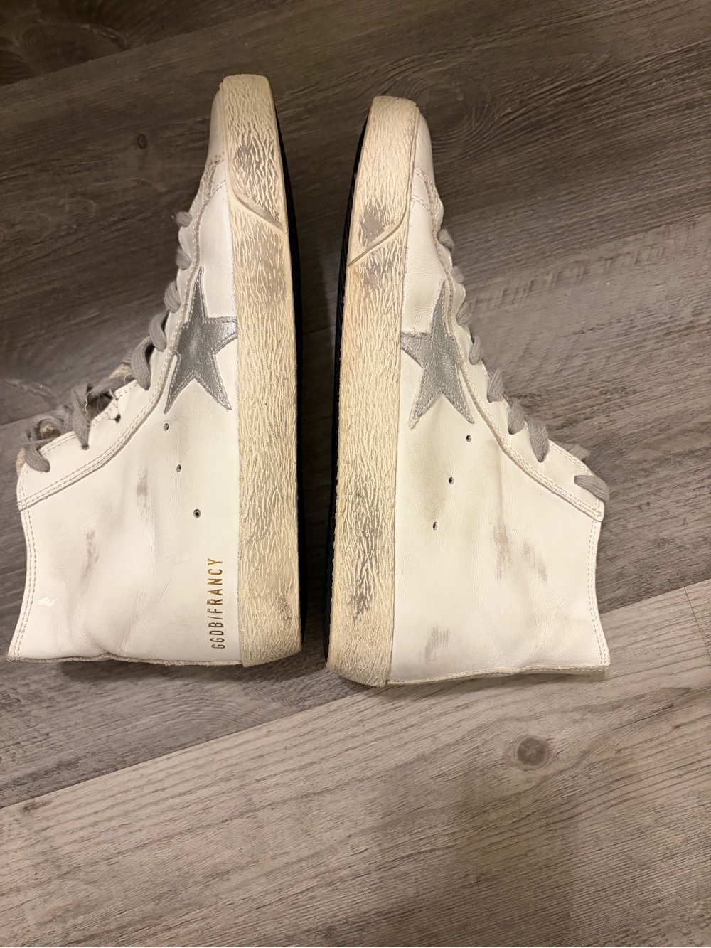 Golden Goose High-Top Sneakers in White with Silver Star Size 8.5/9 EU39 - Picture 8 of 13